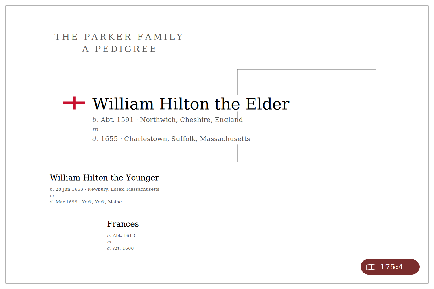 Pedigree card: William Hilton the Elder (c.1591-1655).
